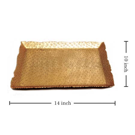 Small Rectangle Gold Aluminum Hammered Cutting Tray
