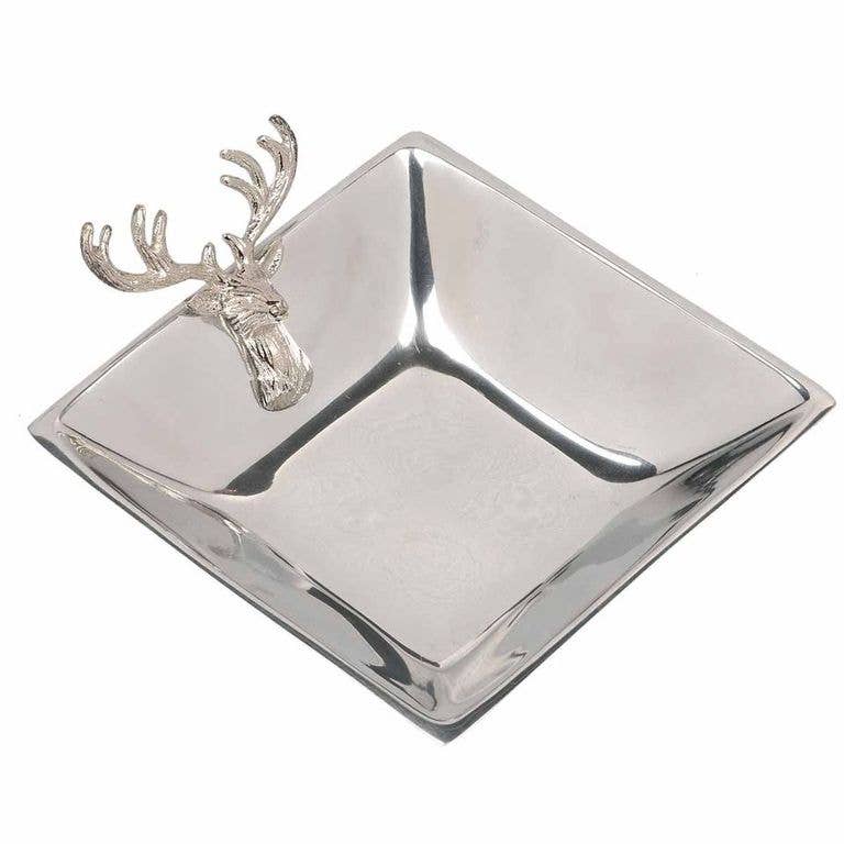 Silver Deer Square Bowl