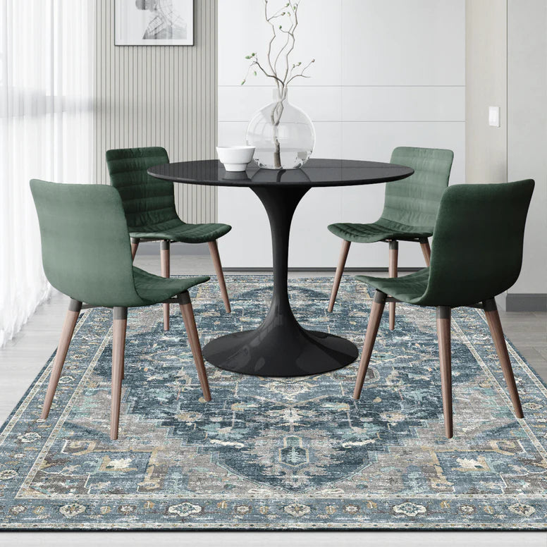 Washable Rugs - Medallion Bleu