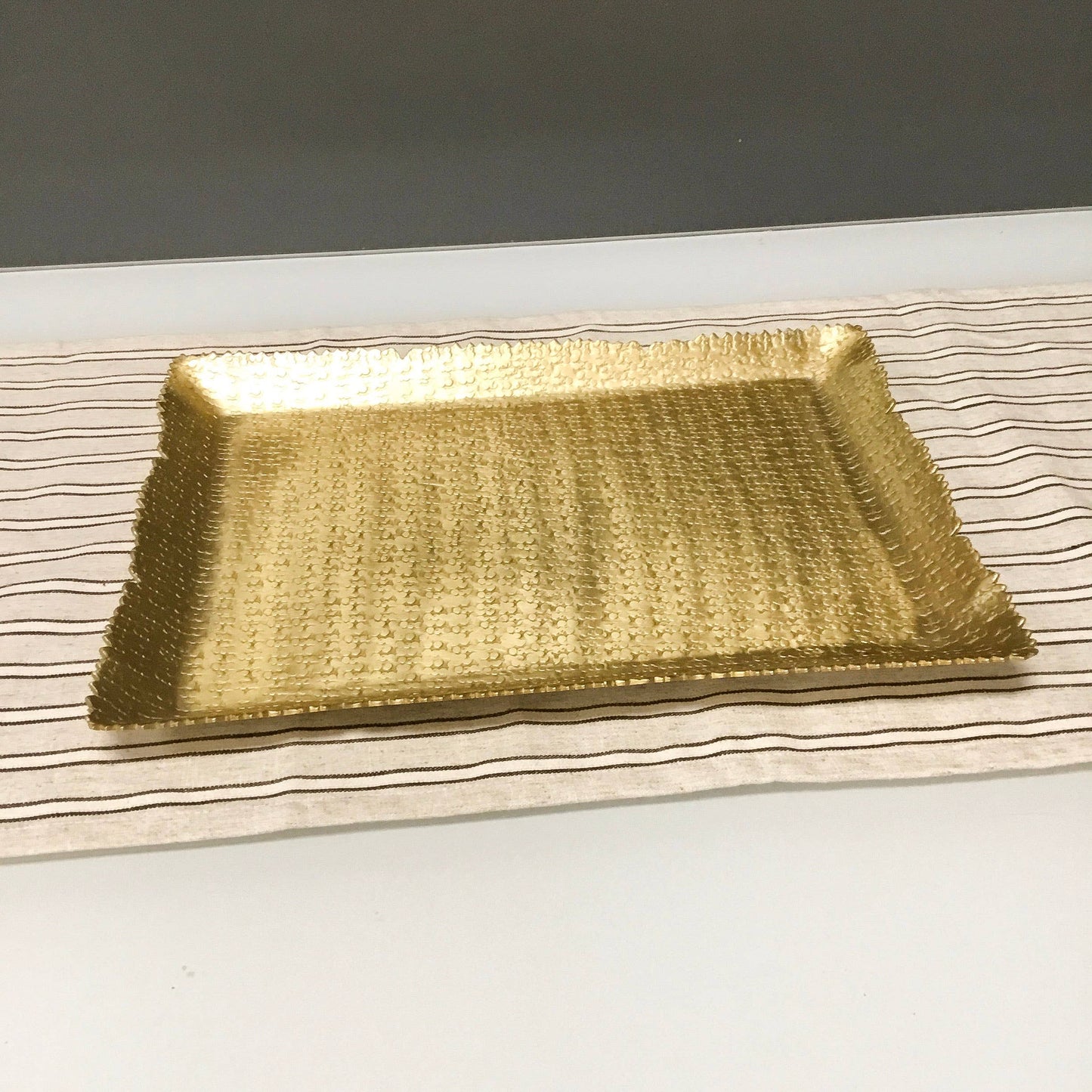 Small Rectangle Gold Aluminum Hammered Cutting Tray