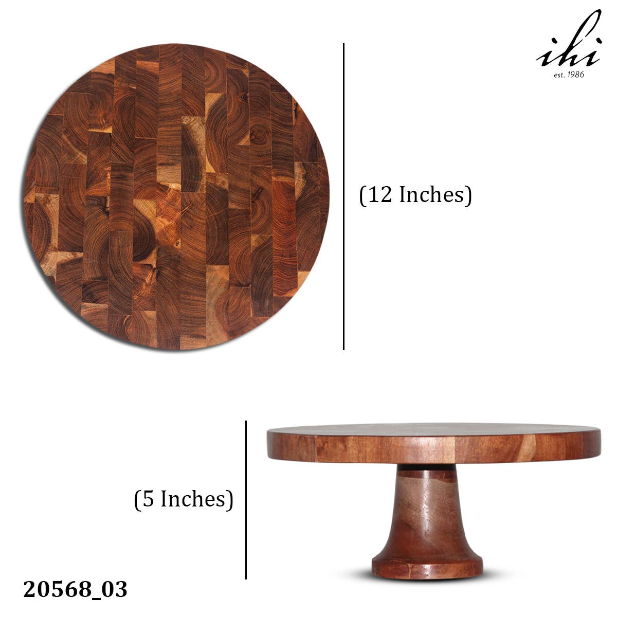 Round Wood Cake Stand, L