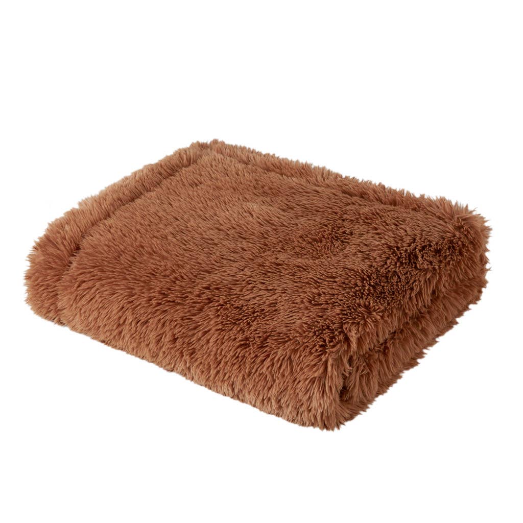 Long Faux Fur Throw 50x60", Brown