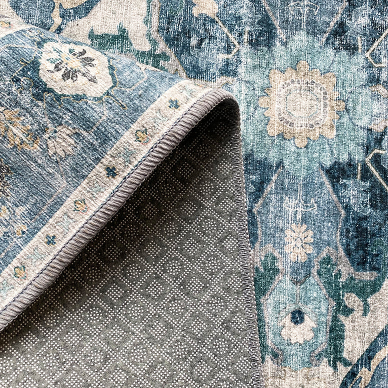 Washable Rugs - Medallion Bleu