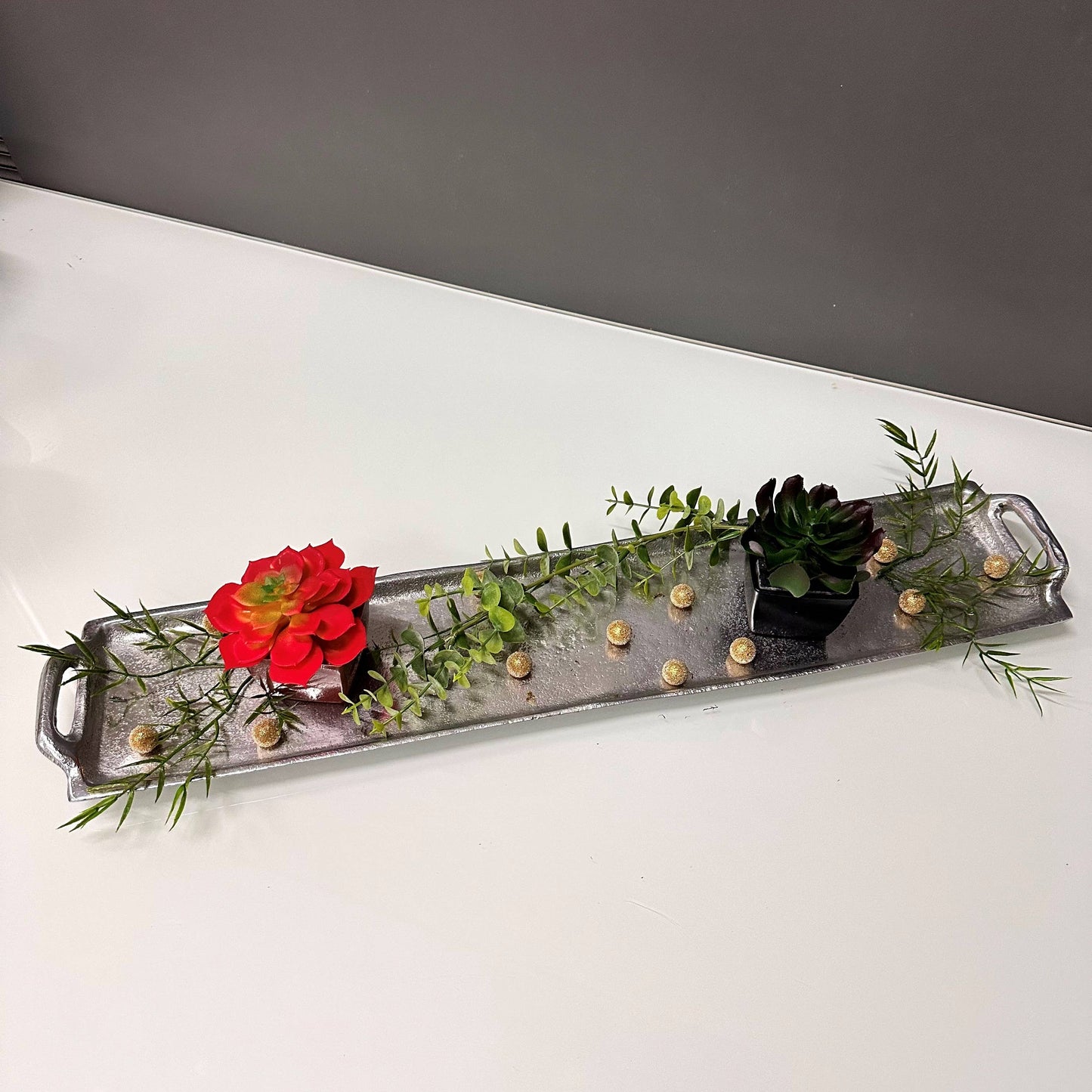 Textured Aluminum Tray with Handles