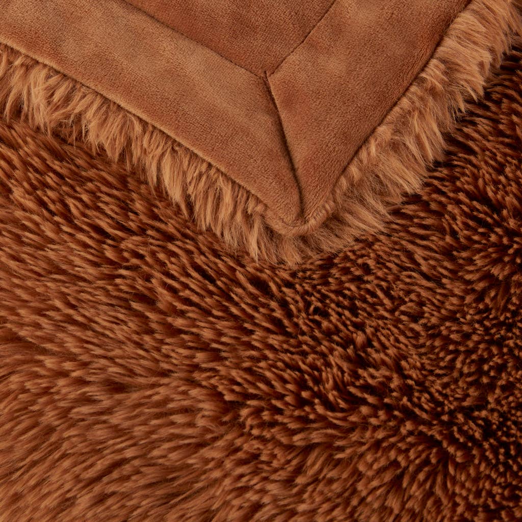 Long Faux Fur Throw 50x60", Brown