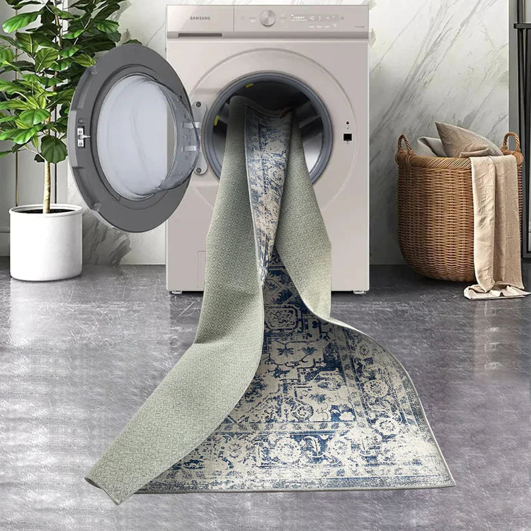 Washable Rugs - Vintage Cyan