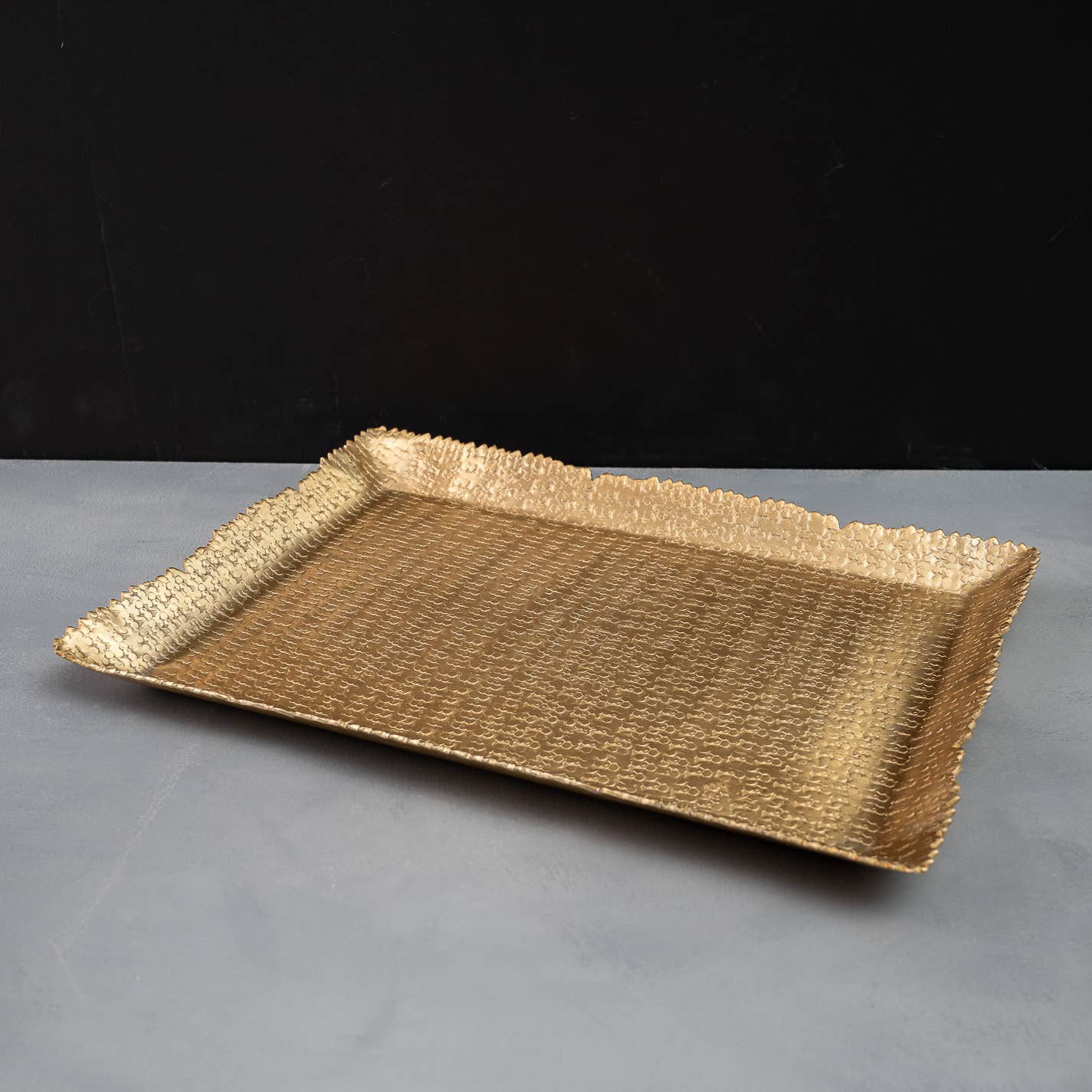 Small Rectangle Gold Aluminum Hammered Cutting Tray