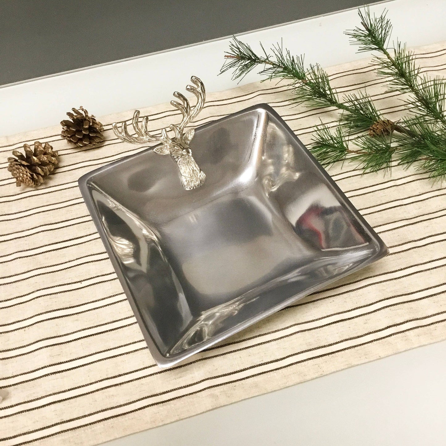 Silver Deer Square Bowl