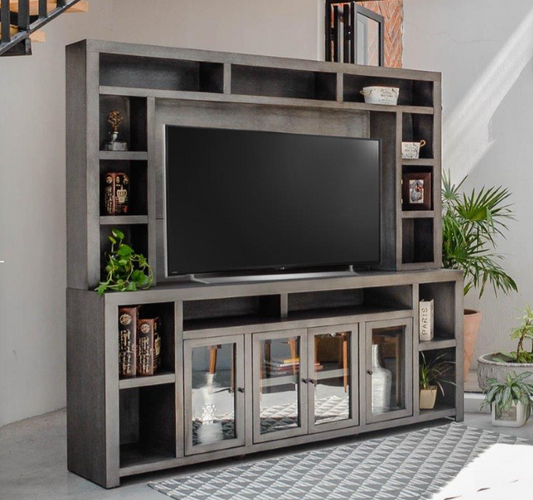 Brooklyn 84″ & Hutch Gray Rub TV Stand
