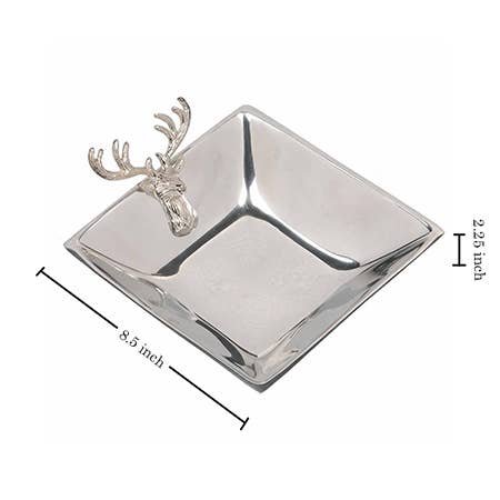 Silver Deer Square Bowl
