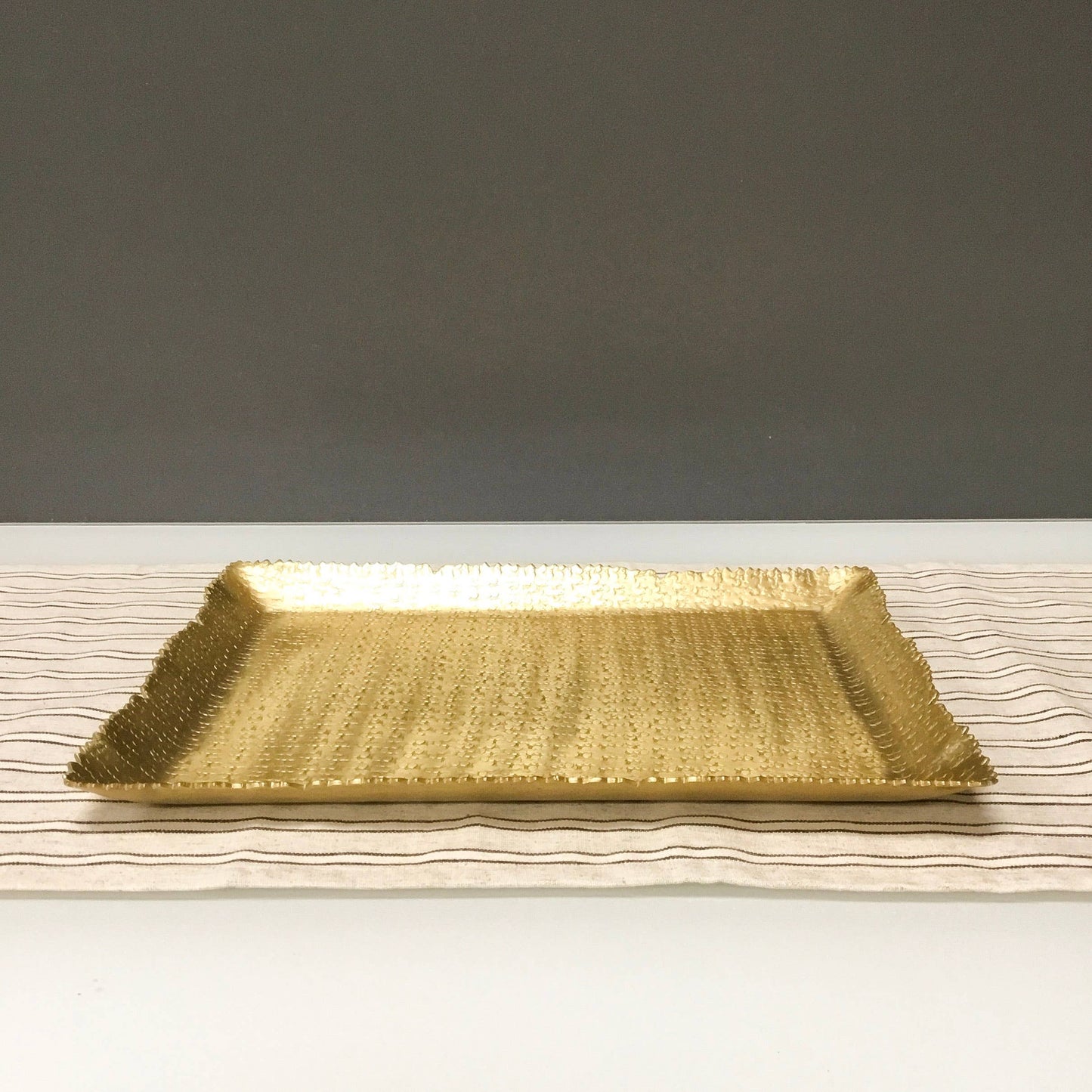 Small Rectangle Gold Aluminum Hammered Cutting Tray