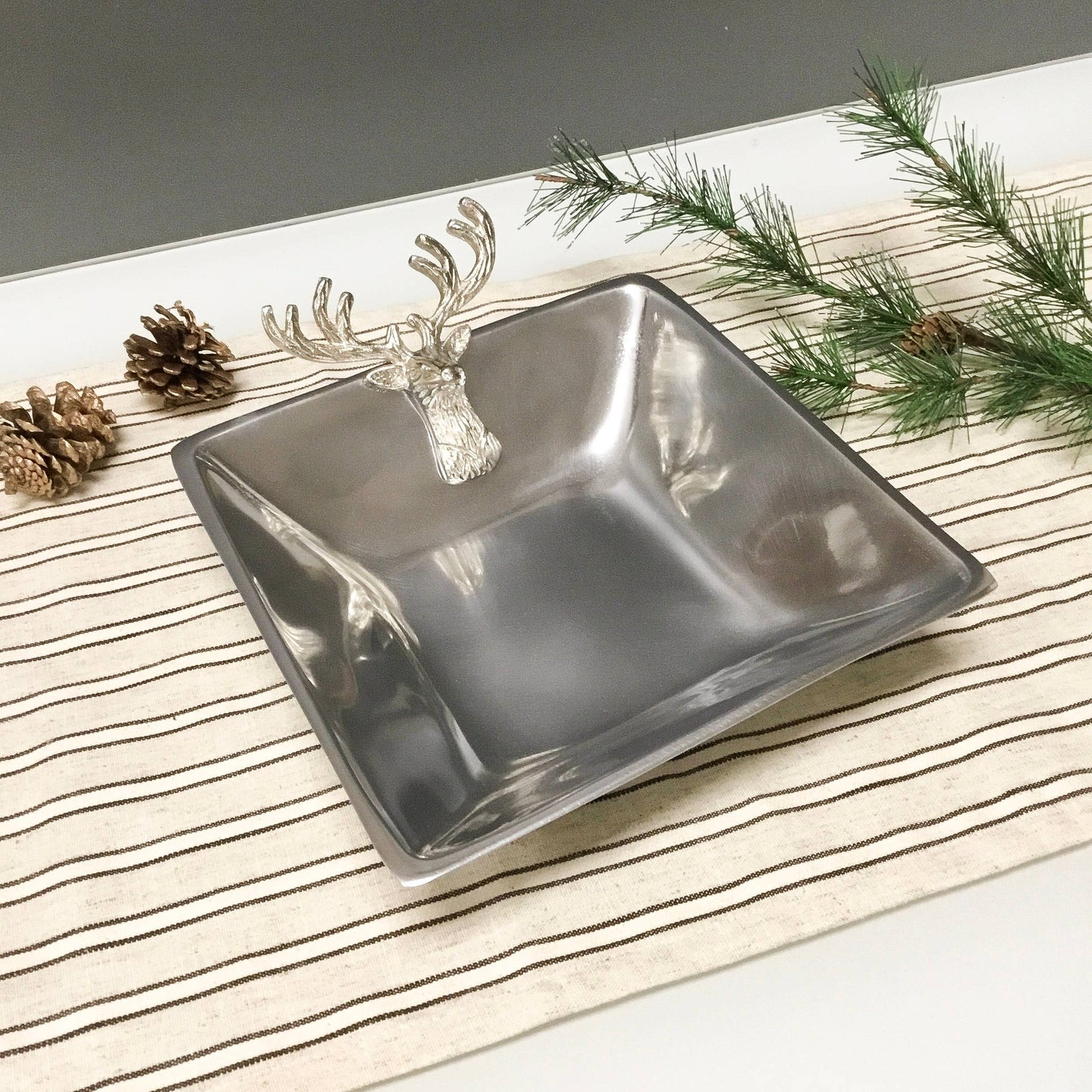 Silver Deer Square Bowl