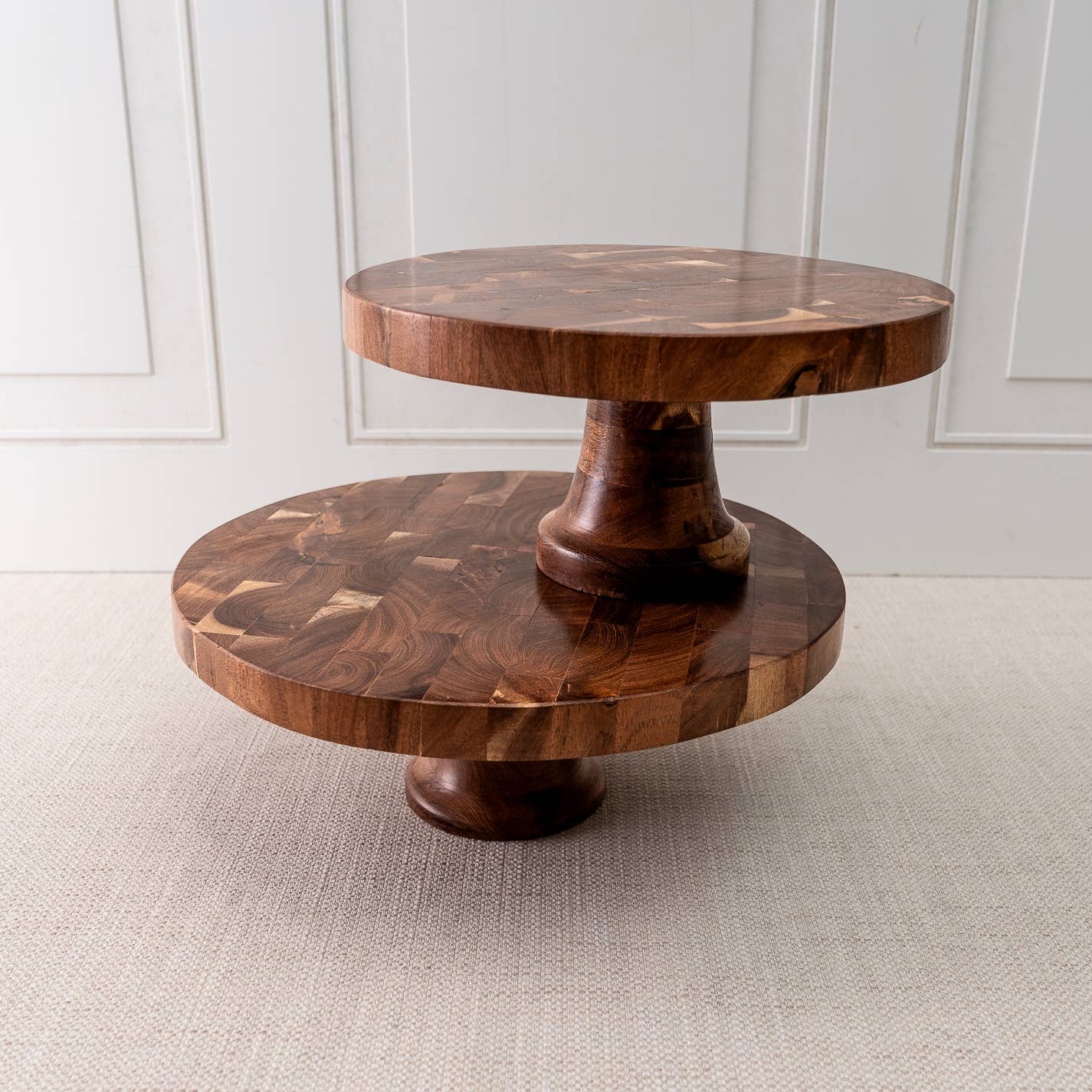 Round Wood Cake Stand, L
