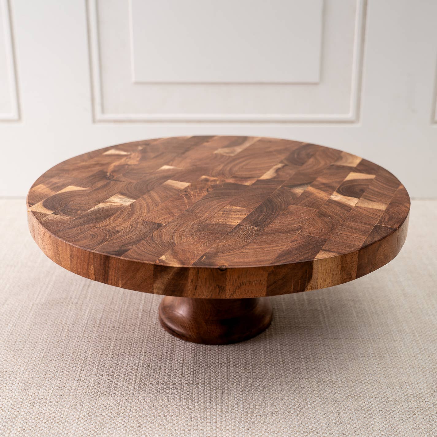 Round Wood Cake Stand, L