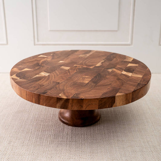 Round Wood Cake Stand, L