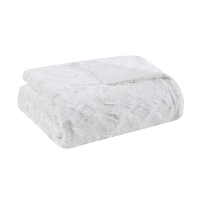 Oversized 60x70" Faux Fur Throw Blanket, White