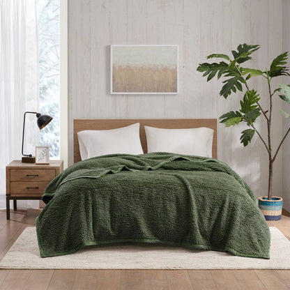 Winter Cottage Berber Blanket, Green