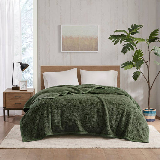 Winter Cottage Berber Blanket, Green