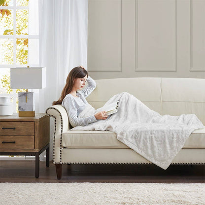 Oversized 60x70" Faux Fur Throw Blanket, White