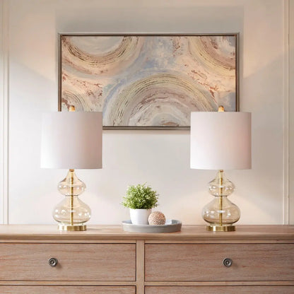 Clear Glass Base Table Lamps, Gold Glass