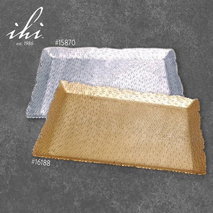 Small Rectangle Gold Aluminum Hammered Cutting Tray