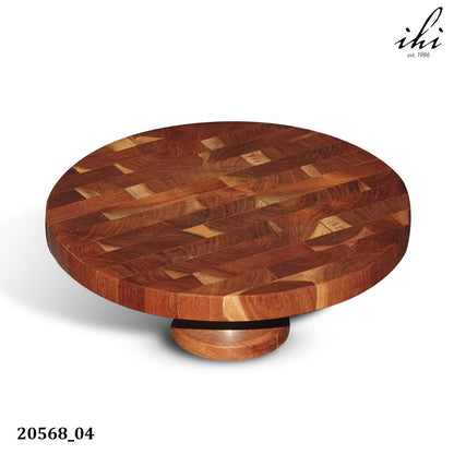 Round Wood Cake Stand, L
