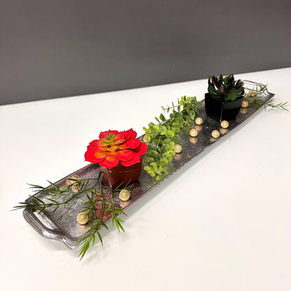 Textured Aluminum Tray with Handles