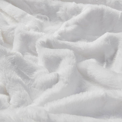 Oversized 60x70" Faux Fur Throw Blanket, White