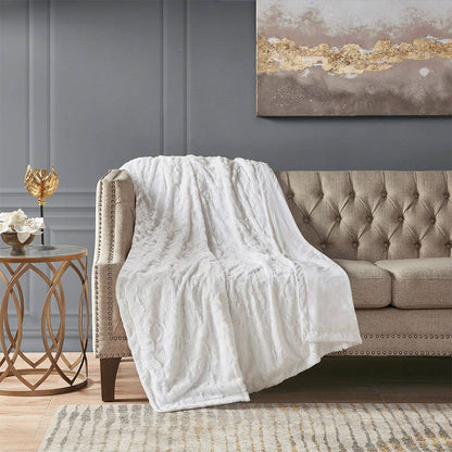 Oversized 60x70" Faux Fur Throw Blanket, White