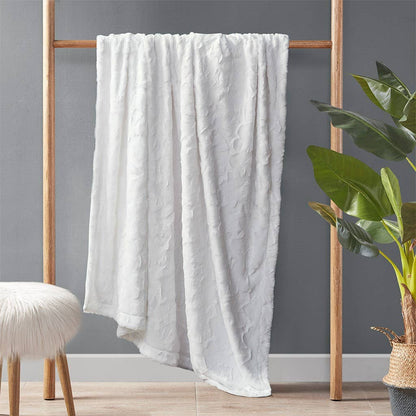 Oversized 60x70" Faux Fur Throw Blanket, White